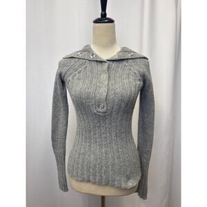 Grey long sleeve button down sweater
Size S 
Pit to pit 15